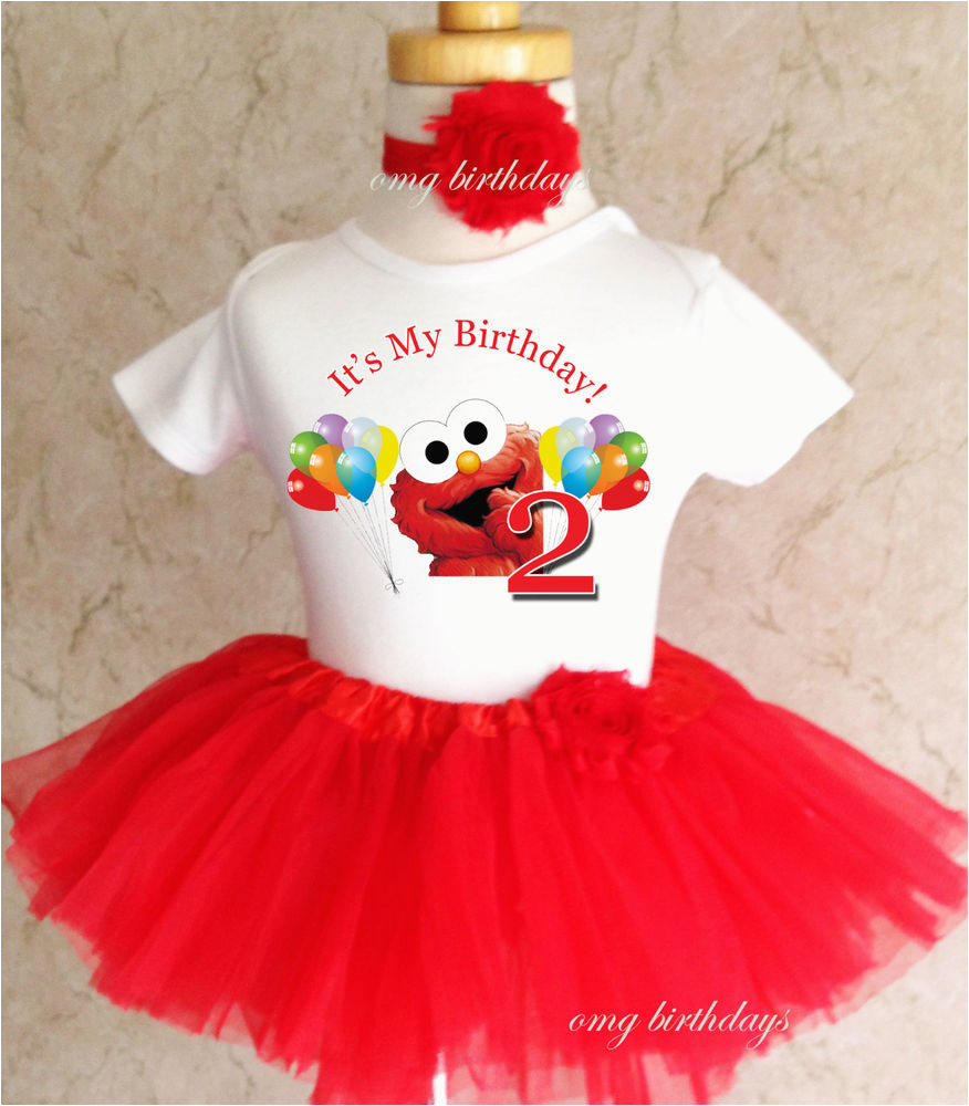 2nd Birthday Girl Outfits Elmo Red Rainbow Balloons 2nd Second Birthday Shirt Tutu