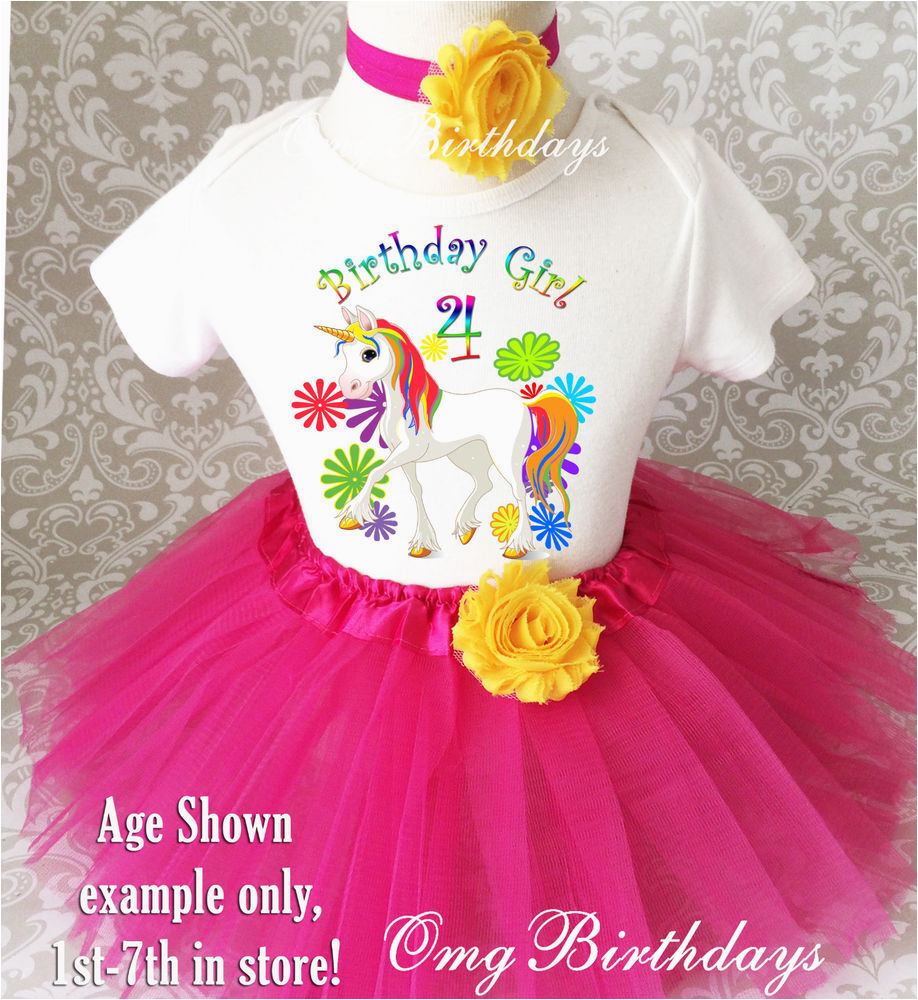 4th Birthday Girl Outfits Cute Pink Rainbow Unicorn 4th Fourth Birthday Tutu Outfit