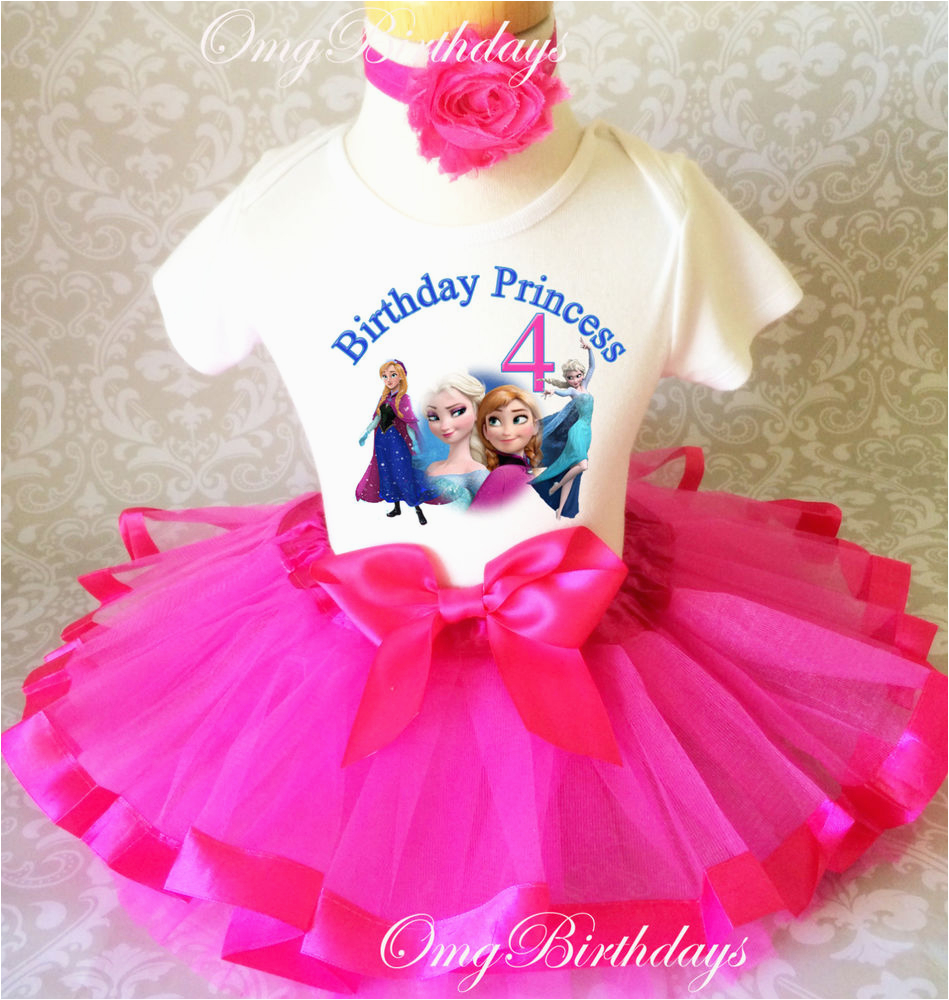 4th Birthday Girl Outfits Frozen Elsa Anna Princess Hot Pink Girl 4th Birthday Tutu