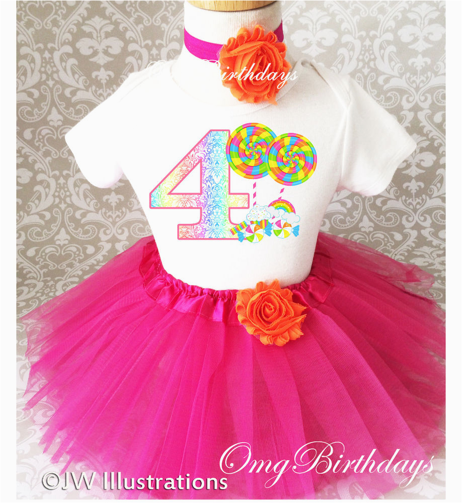 4th Birthday Girl Outfits Rainbow Candyland Candy 4th Fourth Birthday Tutu Outfit