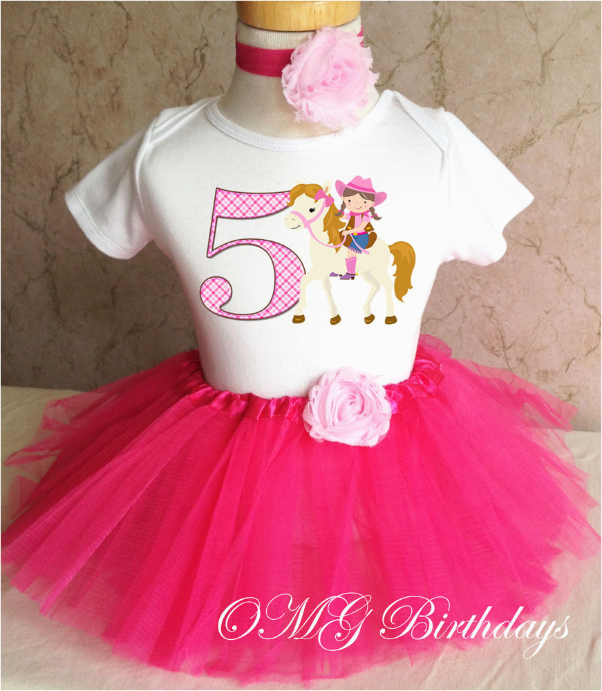 5th Birthday Girl Tutu Outfits Cowgirl Pink Cow Girl Horse Girl 5th Fifth Birthday Tutu