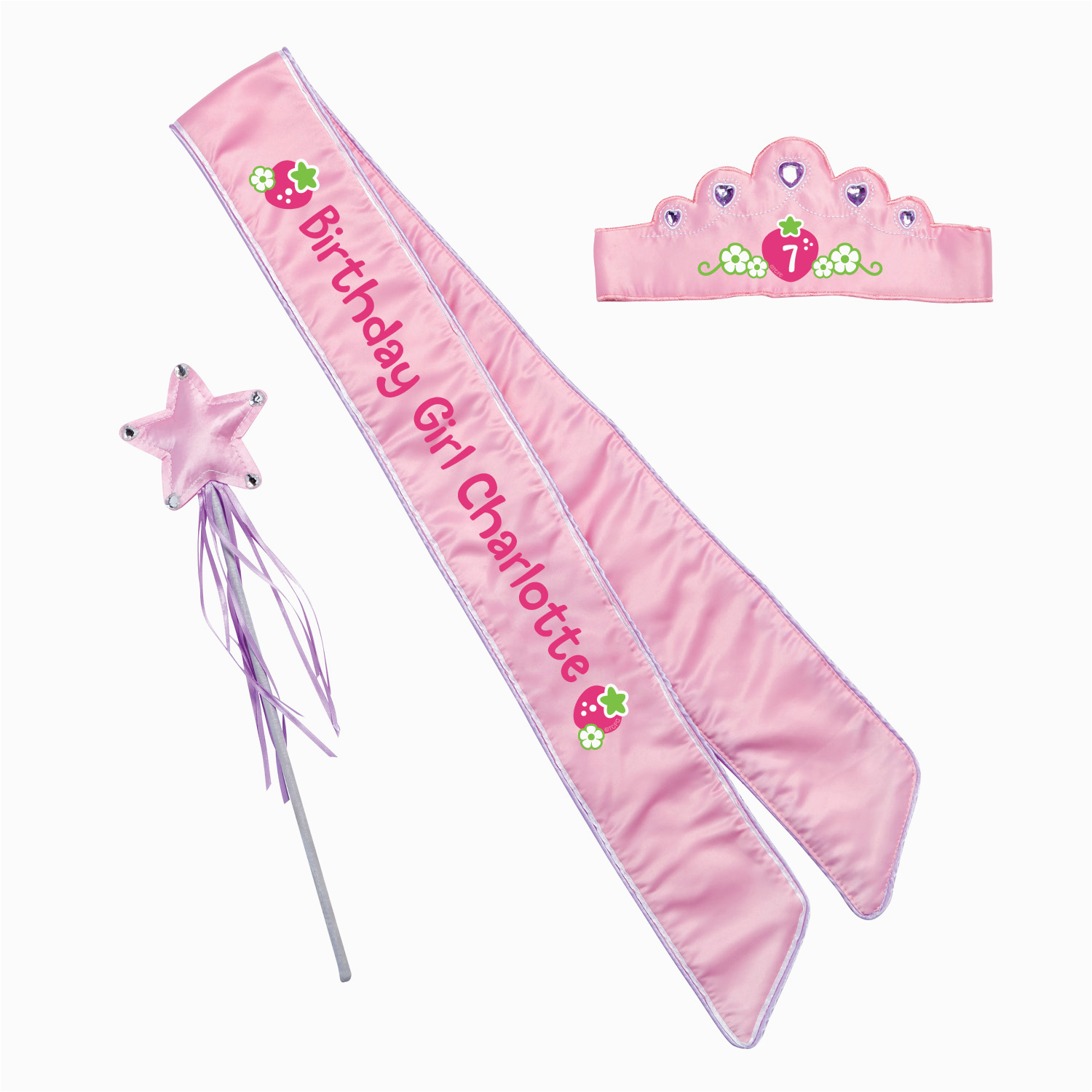 Birthday Girl Crown and Sash Strawberry Shortcake Birthday Girl Pink Sash and Crown Set