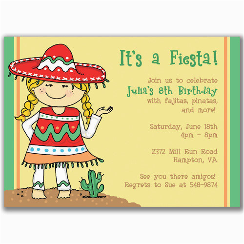 Birthday Girl In Spanish Fiesta Girl Invitations for Kids Birthday Party by Milelj