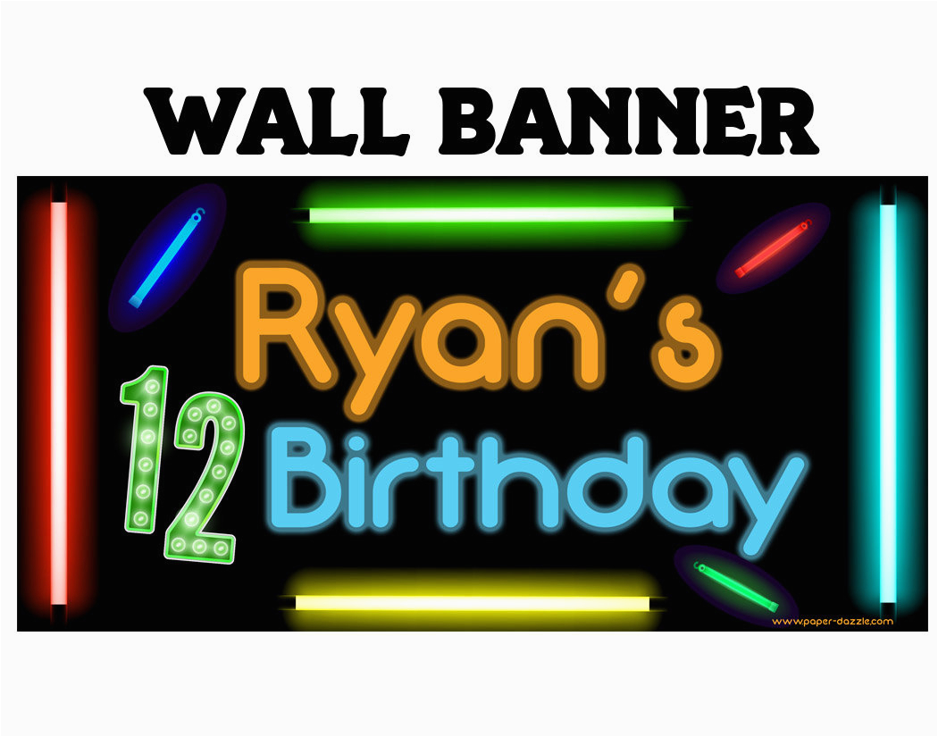 Cool Happy Birthday Banner Happy Birthday Banner Cool Glow Photo Birthday Personalized