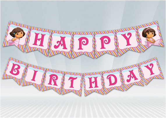 Dora Happy Birthday Banner Dora Princess Birthday Banner