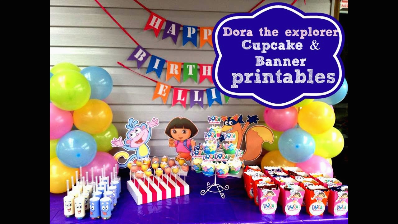Dora Happy Birthday Banner How to Make Dora the Explorer Cupcake toppers Happy Dora Happy Birthday Banner How to Make Dora the Explorer Cupcake toppers Happy