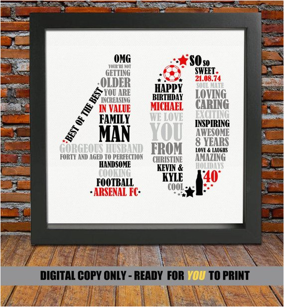 Fortieth Birthday Gifts for Him Personalized 40th Birthday Gift for Him 40th Birthday 40th