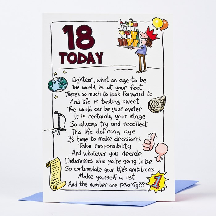 Funny Birthday Cards for 18 Year Olds 18th Birthday Card Humprous 18 today Only 89p