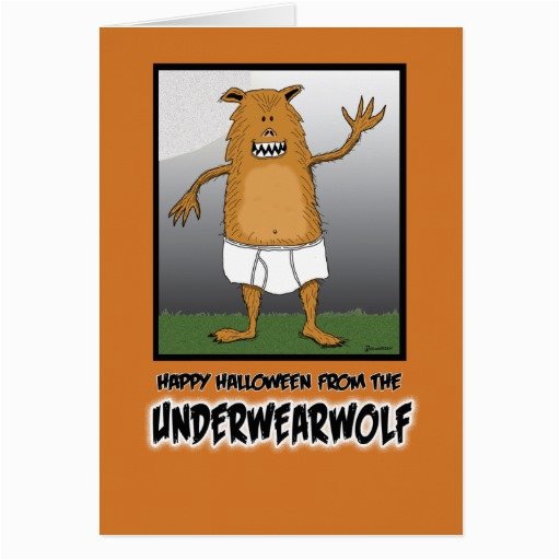 Funny Halloween Birthday Cards Funny Halloween Underwearwolf Greeting Card Zazzle