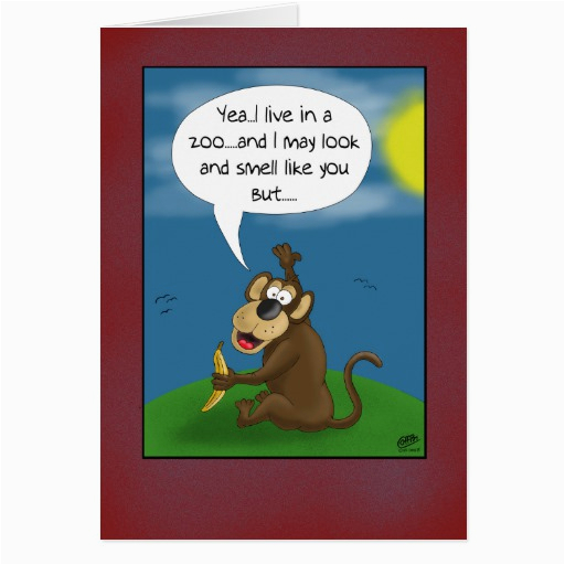 Funny Monkey Birthday Cards Funny Birthday Cards Monkey S Perspective Zazzle