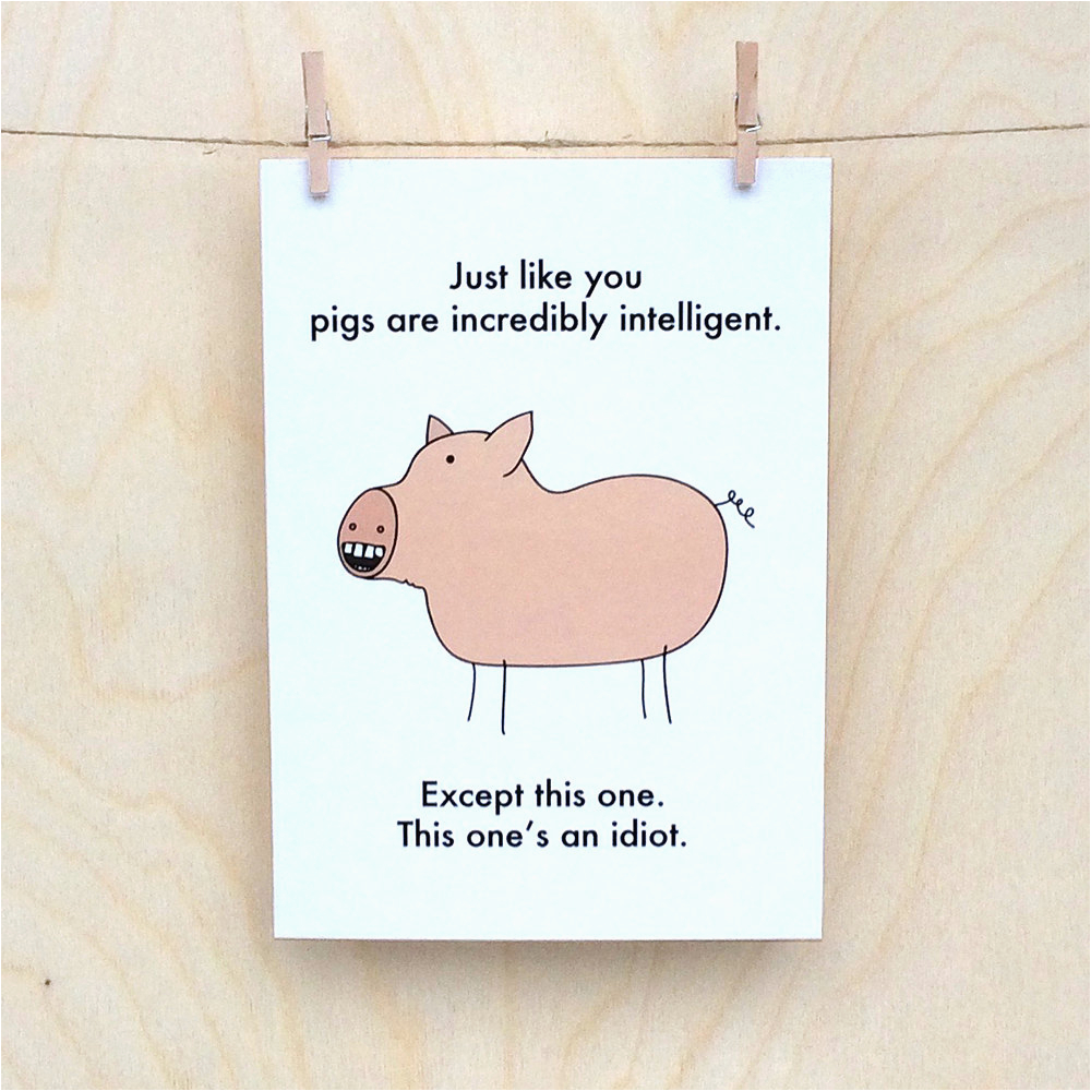 Funny Pig Birthday Cards Funny Birthday Card Funny Card Funny Pig Card