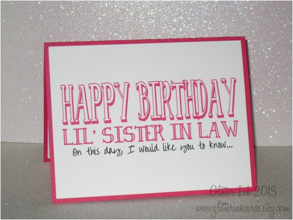 Funny Sister In Law Birthday Cards Colleen On Etsy
