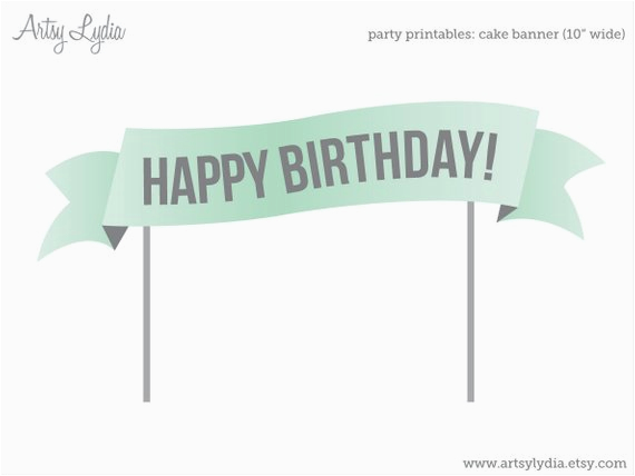 Happy Birthday Banner Cake topper Printable Items Similar to Custom Cake Banner Printable Cake topper
