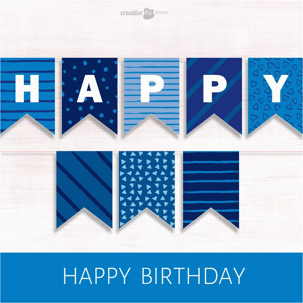 Happy Birthday Banner Cut Out Printable Banner Blue Happy Birthday Pretty Diy Decor Blue