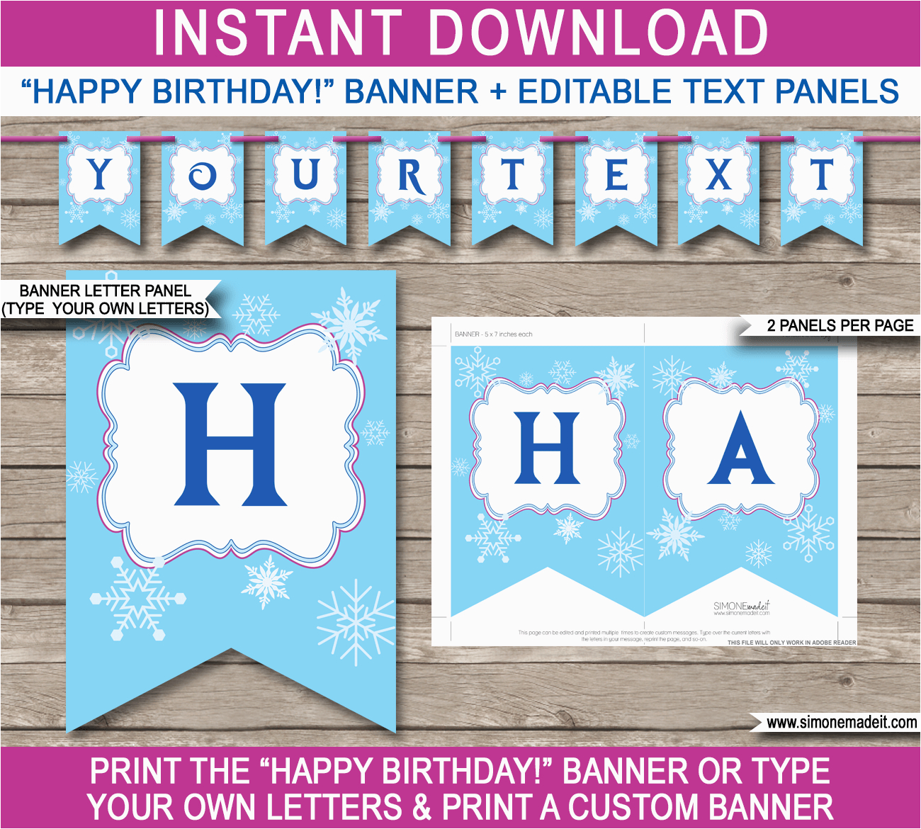 Happy Birthday Banner Editable Frozen Party Banner Template Birthday Banner Editable