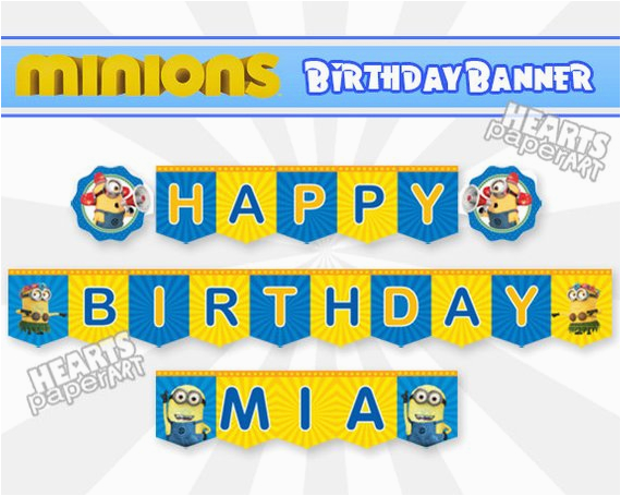 Happy Birthday Banner Minions Minions Birthday Banner Happy Birthday Banner by