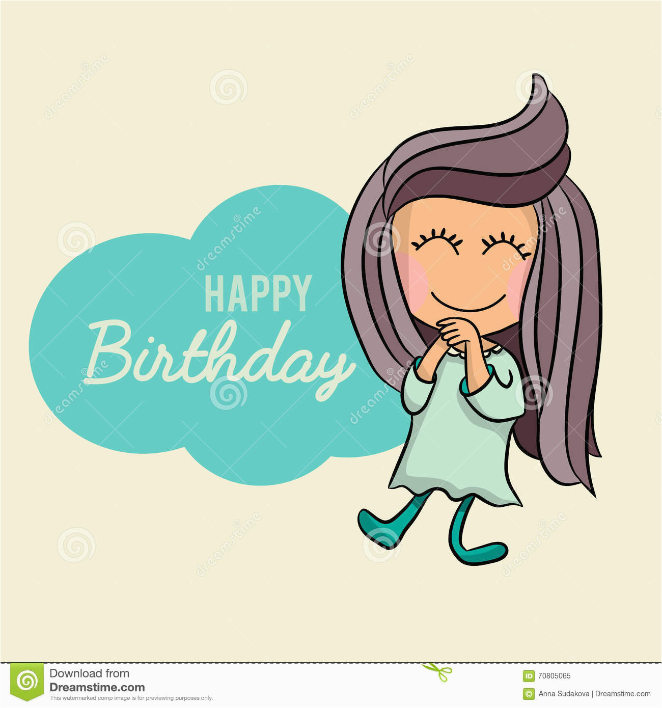 Happy Birthday Girl Pic Cute Happy Birthday Cartoon Greetings Card Postcard