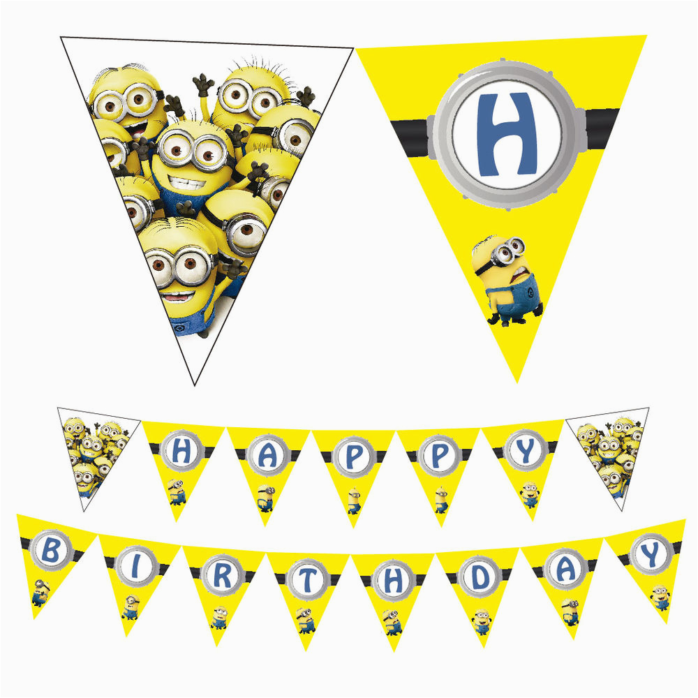 Minion Happy Birthday Banner Printable Despicable Me Minion Printable Pdf File Happy Birthday