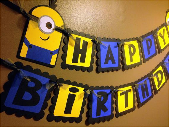 Minions Happy Birthday Banner Minion Despicable Me Inspired Happy Birthday Banner