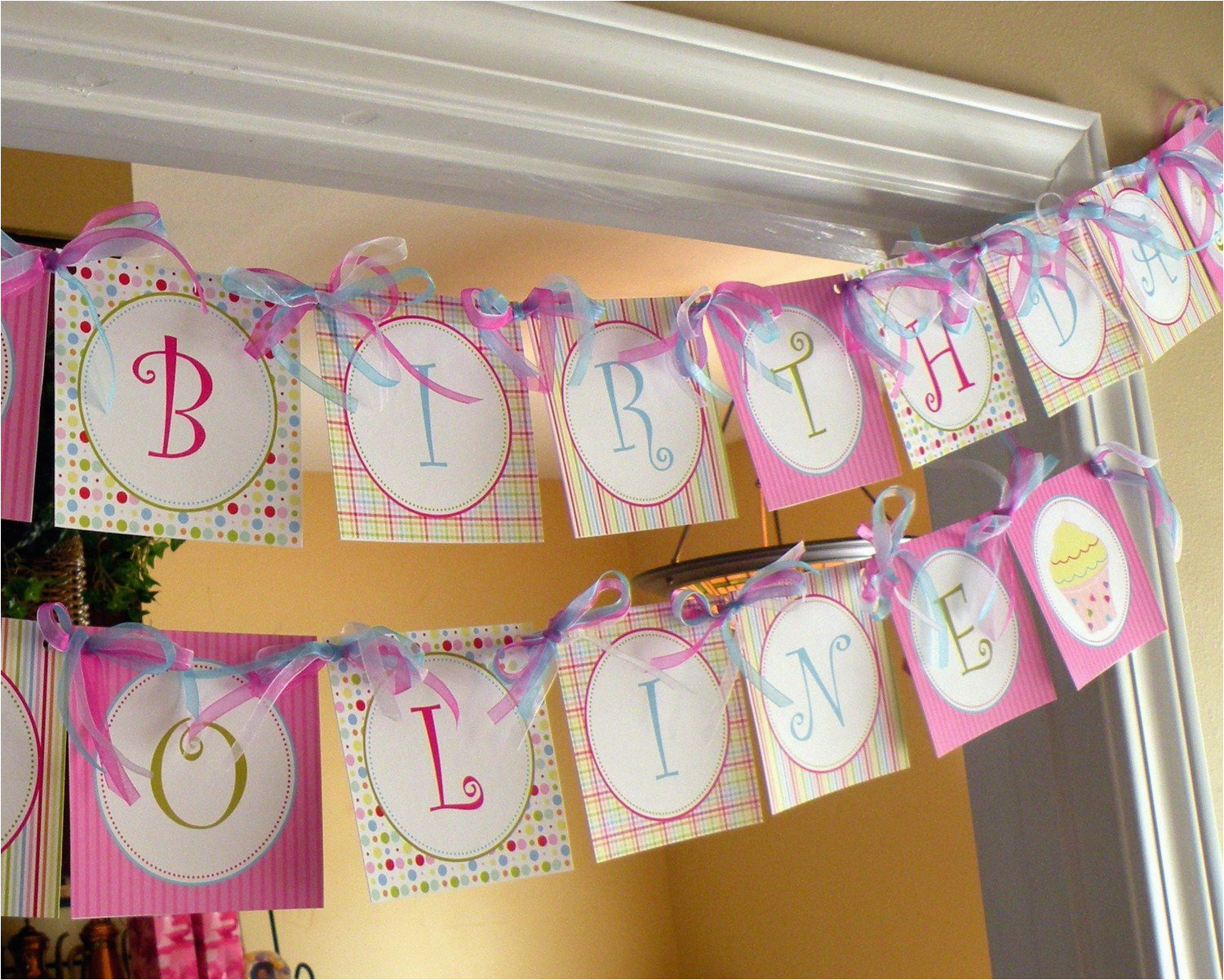 Personalized Happy Birthday Banners Online Cupcake theme Personalized Happy Birthday Banner Girl