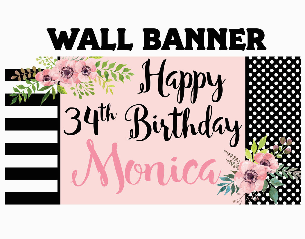Personalized Happy Birthday Banners Online Happy Birthday Banner Birthday Blush Personalized Party