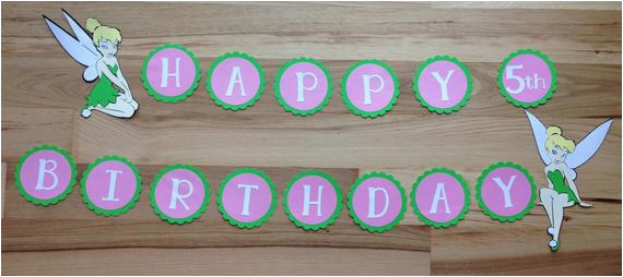 Tinkerbell Happy Birthday Banner Tinkerbell Pink Happy Birthday Banner Tink Birthday Party