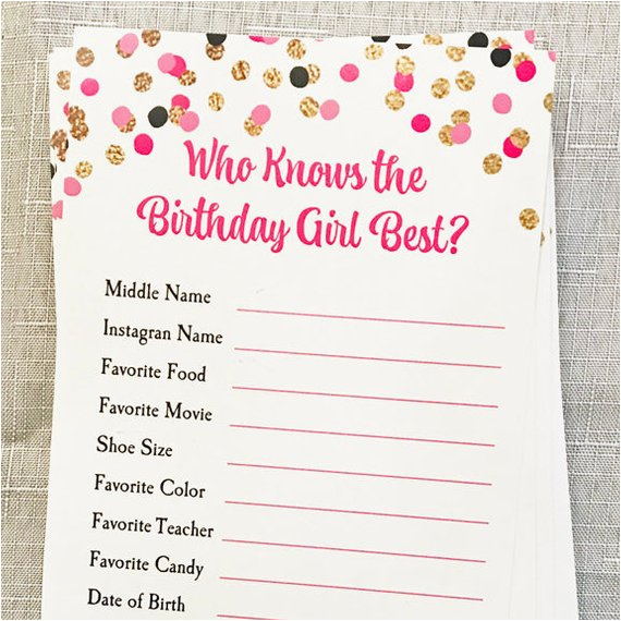 Who Knows the Birthday Girl Best Questions who Knows Birthday Girl Best Party Game Placemat Printable