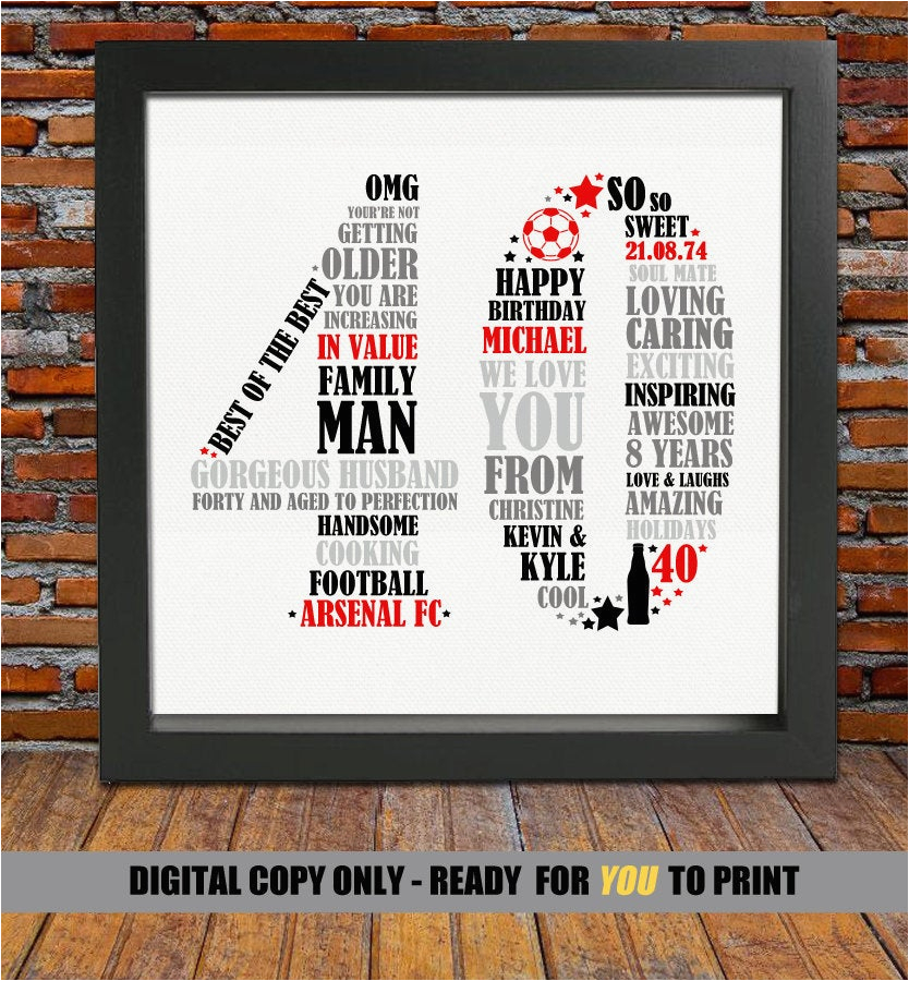 40 Year Old Birthday Gifts for Male Personalized 40th Birthday Gift for Him 40th Birthday 40th