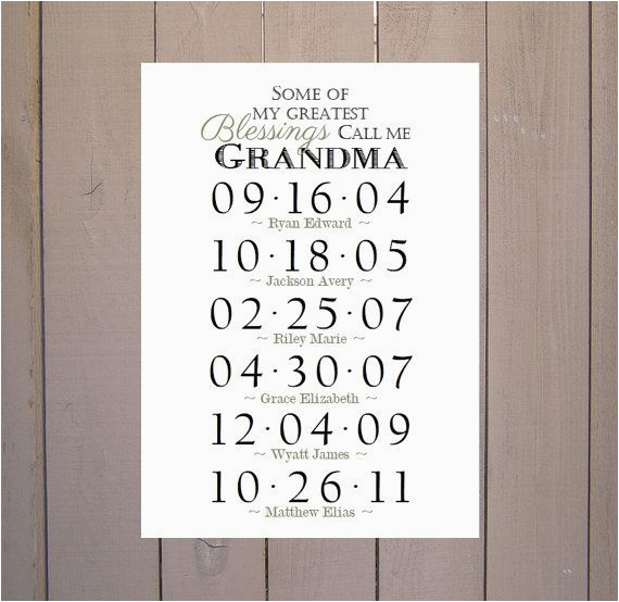 Birthday Gift Ideas for Great Grandma Grandma Gift Grandchildren Birthday Dates by