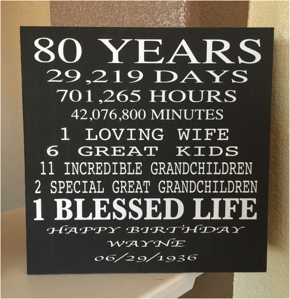 Birthday Gifts for 80 Year Old Male 80 Year Old Birthday Wood Sign Can Be Customized to Any