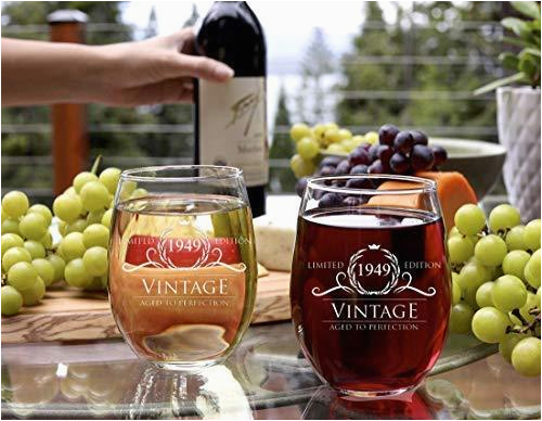 Birthday Gifts for Him Wine 1949 70th Birthday Gifts for Women and Men Wine Glass