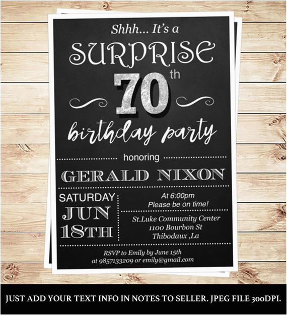 Birthday Ideas for 45 Male Surprise 70 Birthday Party Invitations by Diypartyinvitation