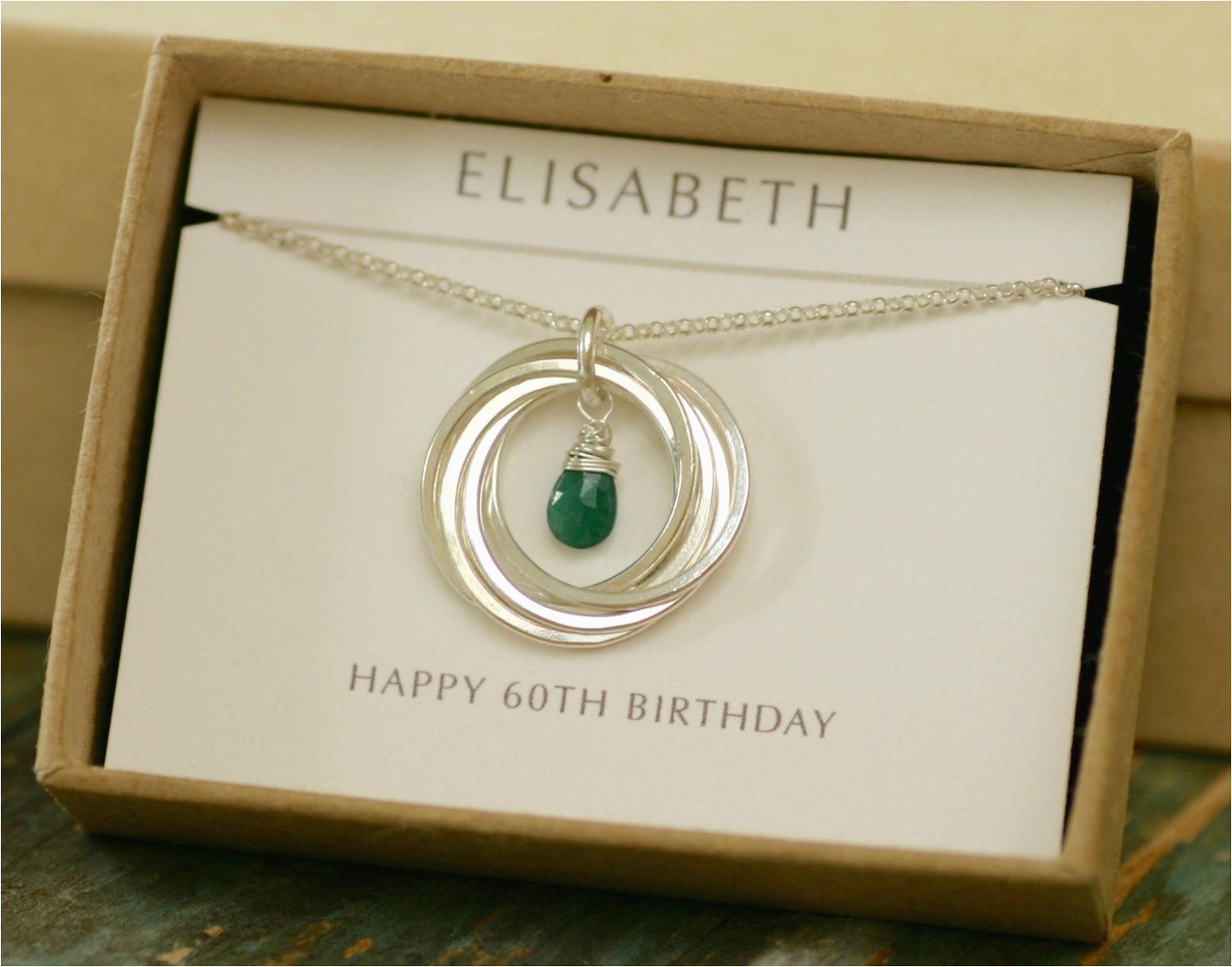 Birthday Presents for Mens 60th 60th Birthday Gift for Mum Gift for Women Emerald Necklace