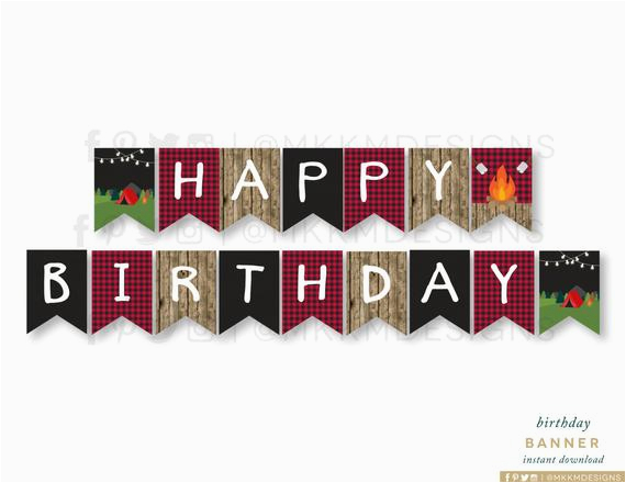 Create Happy Birthday Banner Online Free Camping Birthday Banner Instant Download Happy Birthday