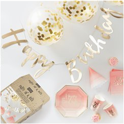 Ginger Ray Rose Gold Happy Birthday Banner Pick Mix Party Supplies Delights Direct
