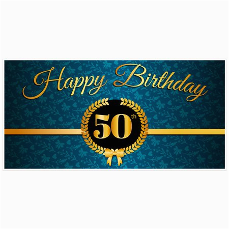 Gold Happy Birthday Banner Walmart Teal and Gold 50th Birthday Banner Walmart Com