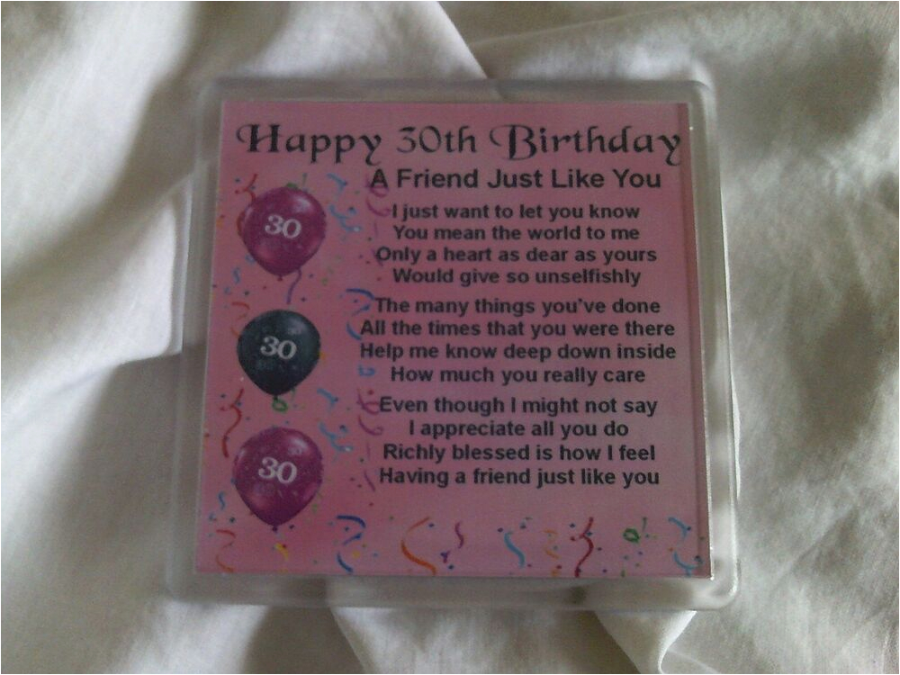 Happy 30th Birthday Gifts for Him Personalised Coaster Friend Poem Female 30th