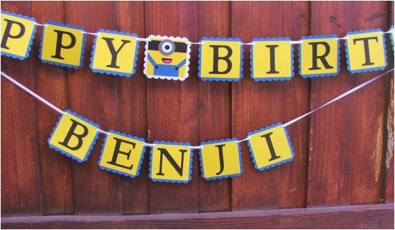 Happy 3rd Birthday Banners Minion Happy Birthday Banner Despicable Me Sign by