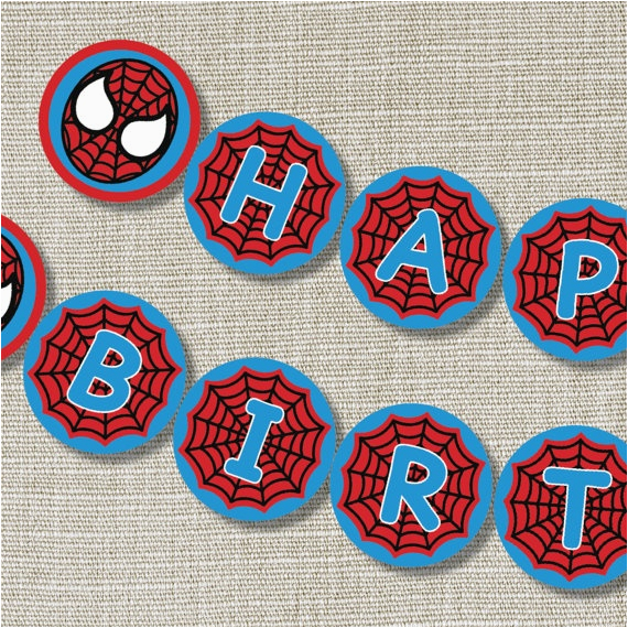 Happy 4th Birthday Banners Spiderman Happy Birthday Banner Inspired by