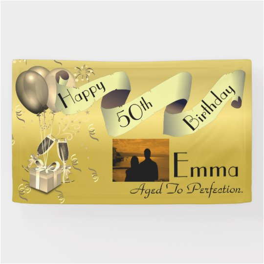 Happy 50th Birthday Banner Personalised Custom Idea Happy 50th Birthday Banner