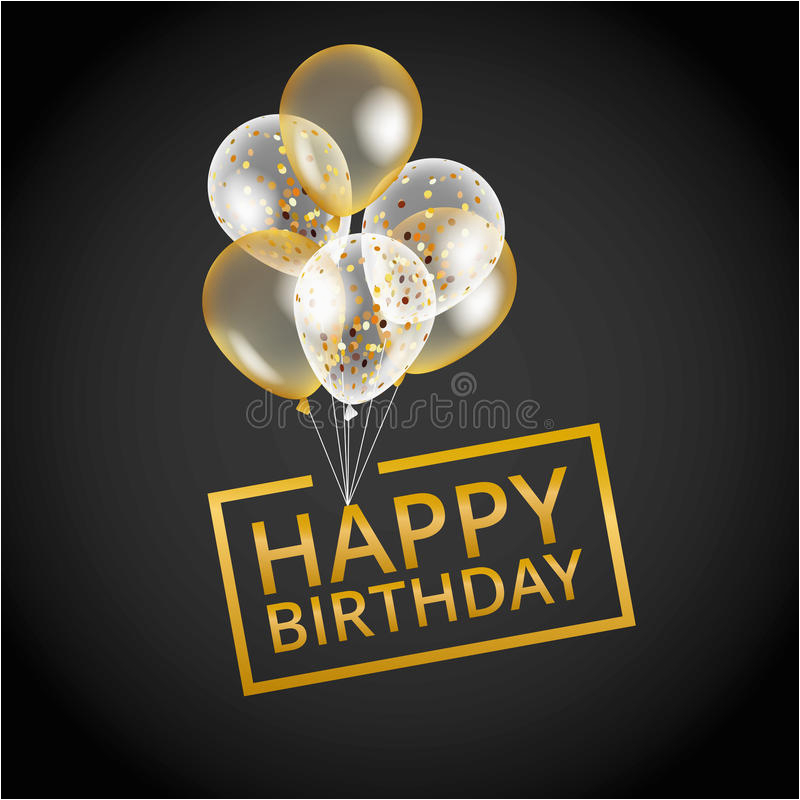 Happy Birthday Balloon Banner Gold Balloons Happy Birthday Stock Vector Illustration Of