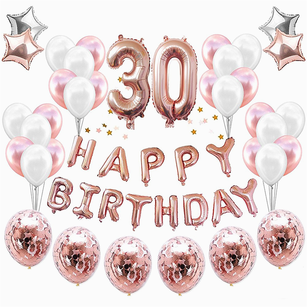 Happy Birthday Balloon Banner Rose Gold 33pcs Rose Gold Number 18 30 40 50 60 Balloons Happy