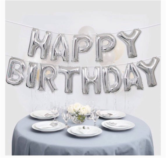 Happy Birthday Balloon Banner Silver Silver Happy Birthday Balloon Banner Happy Birthday Silvet