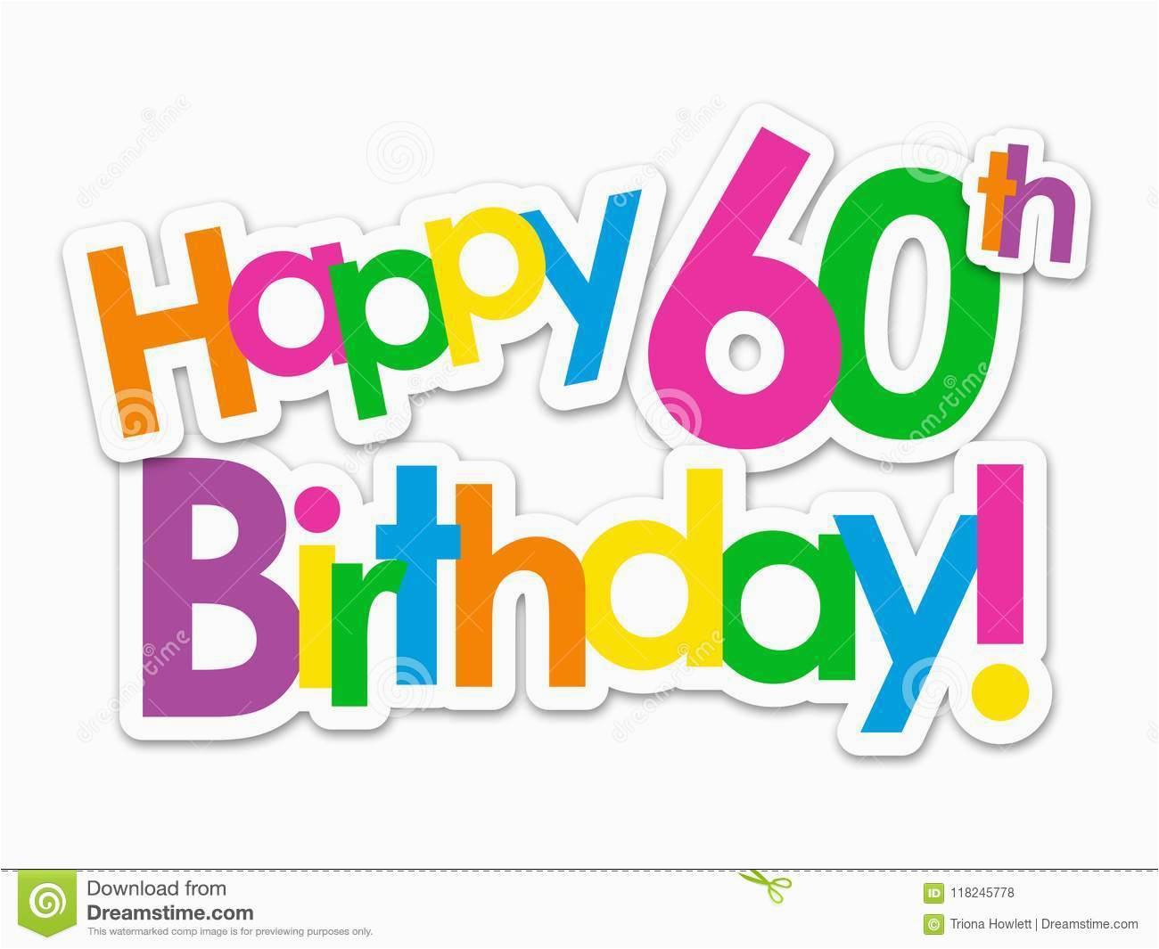 Happy Birthday Banner 60s Happy 60th Birthday Colorful Stickers Stock Illustration