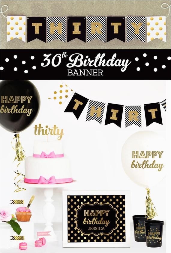 Happy Birthday Banner Creator 30th Birthday Banner 30th Birthday Decor 30th Birthday