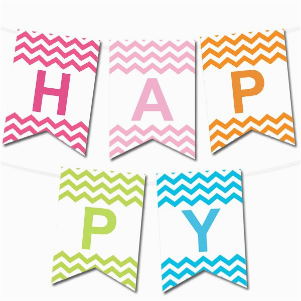 Happy Birthday Banner Generator Chevron Pennant Banner In 12 Colors Printables Happy