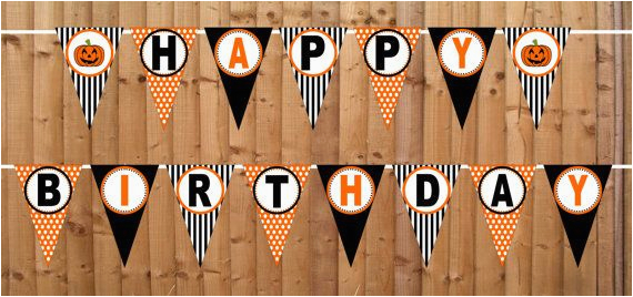 Happy Birthday Banner Halloween theme Halloween Happy Birthday Banner Diy Printable by