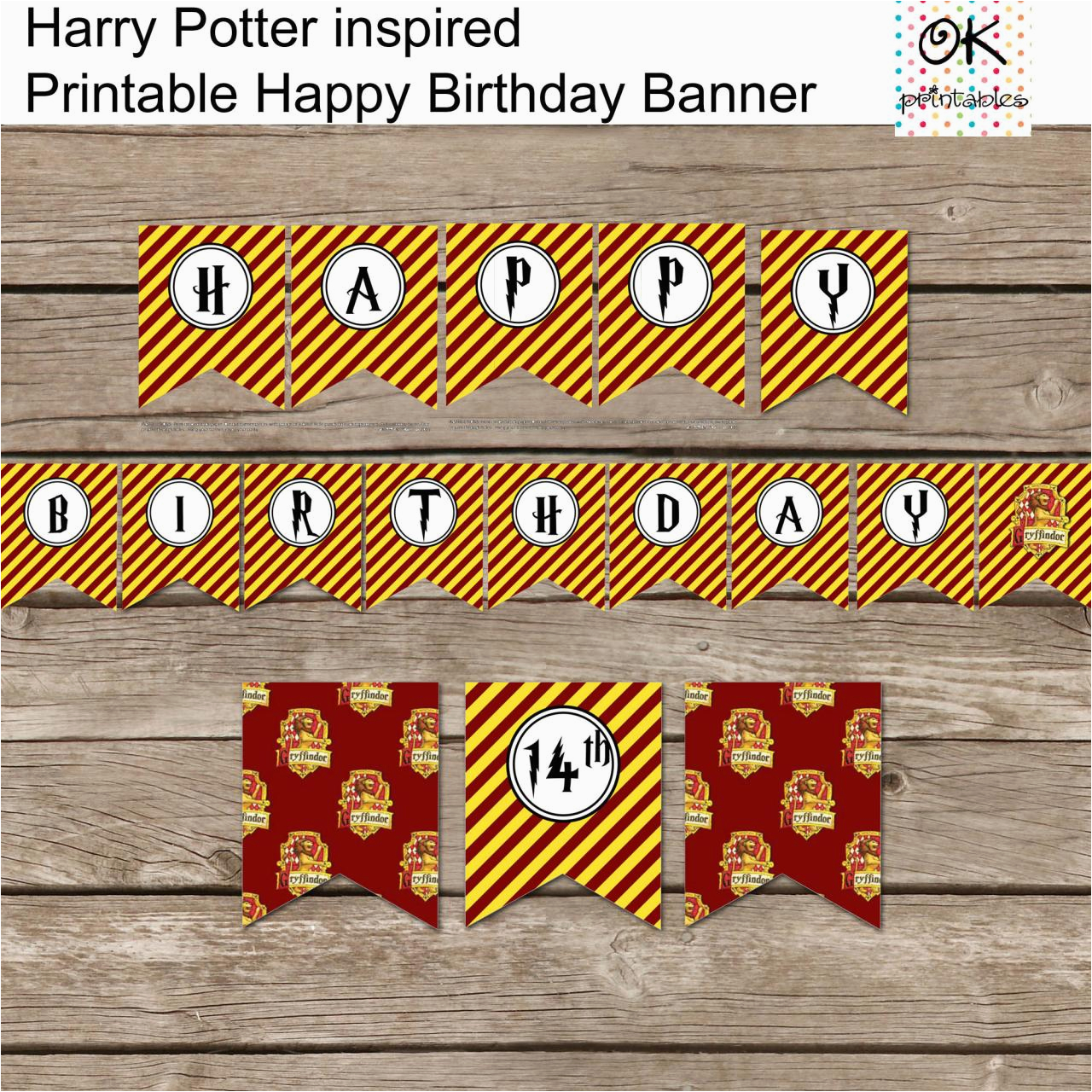 Happy Birthday Banner Harry Potter Printable Harry Potter Inspired Happy Birthday Banner Diy Harry