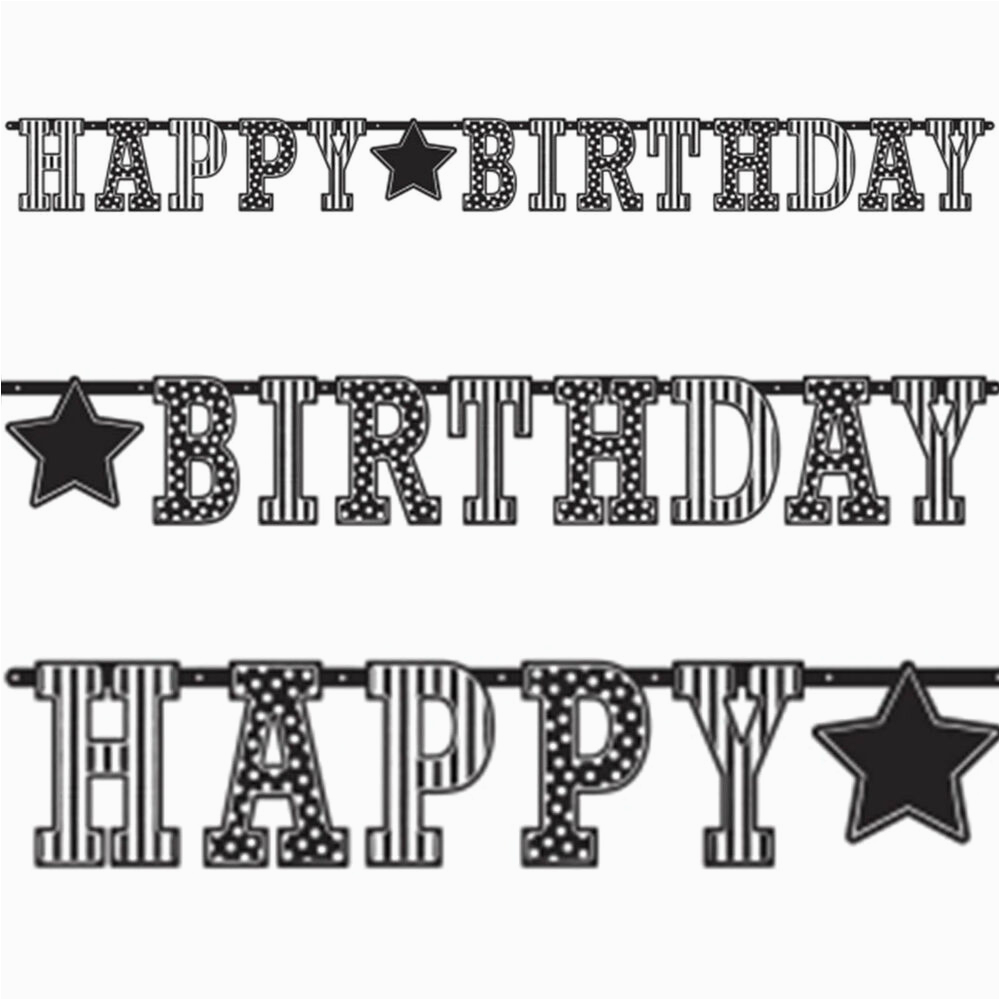 Happy Birthday Banner In Black and White 3 3m Classic Black White Happy Birthday Party Giant