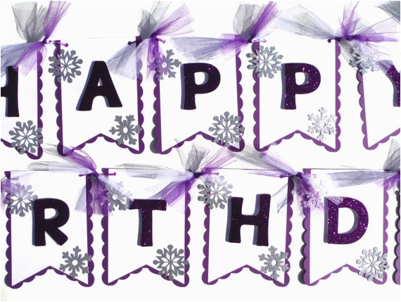 Happy Birthday Banner In Silver Happy Birthday Banner with Lots Of Silver Glitter Snowflakes